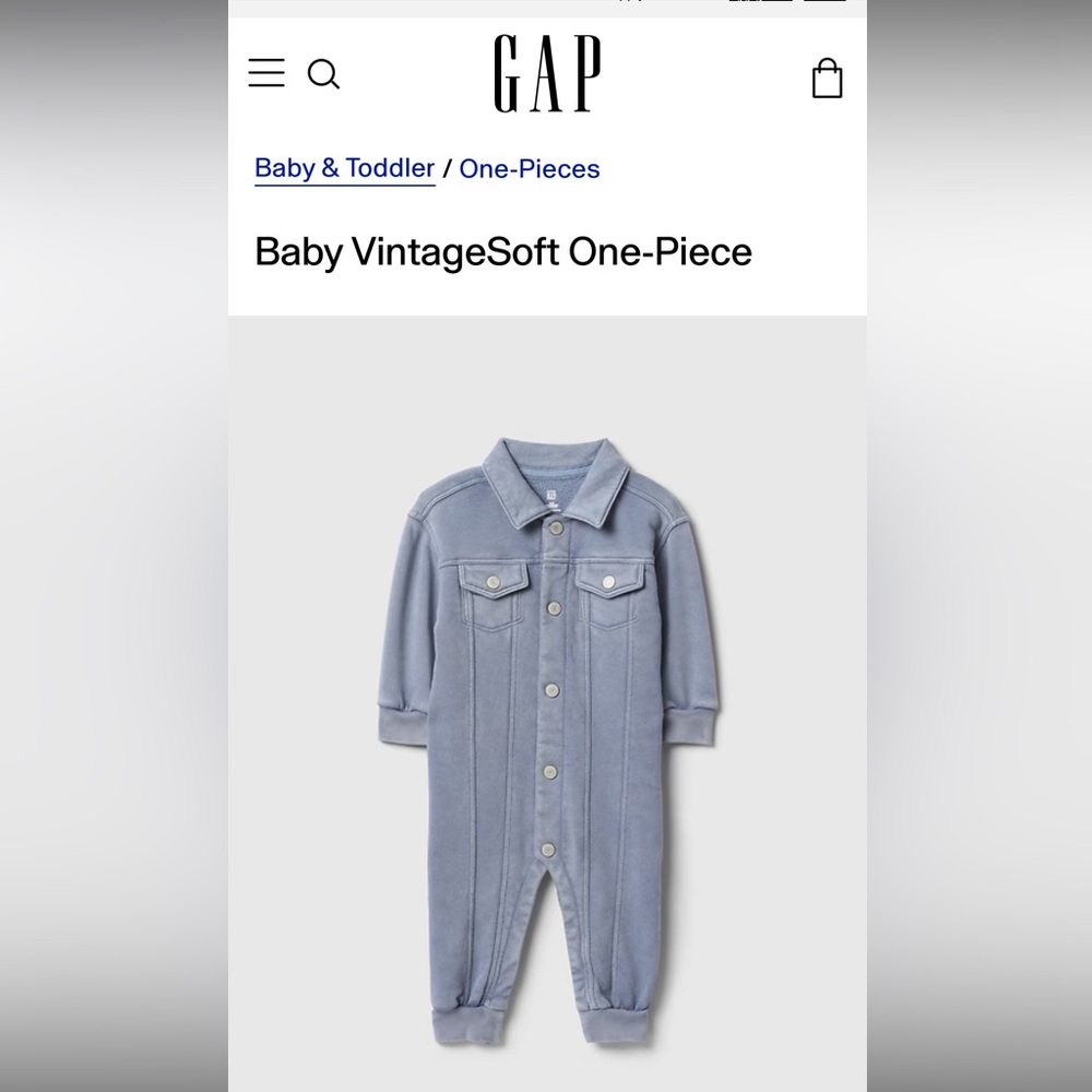 NWT baby GAP VintageSoft blue denim look sweat jumpsuit